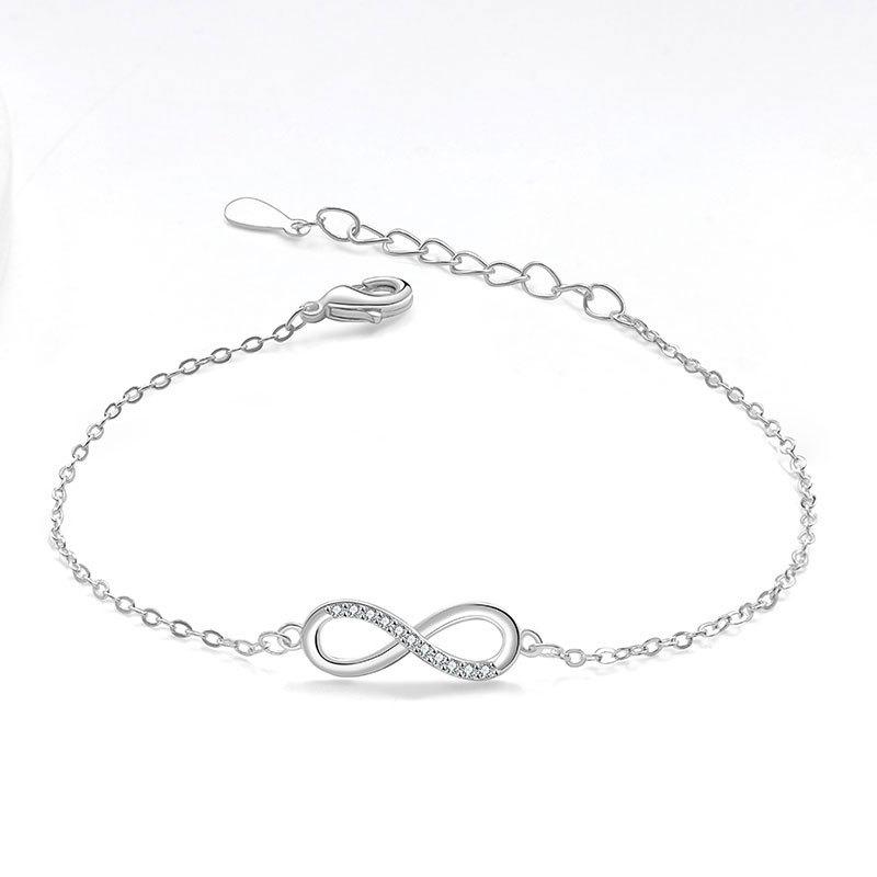 Elegant Cubic Zirconia Figure 8 Necklace Earrings And Bracelet Set Minimalist Clavicle Chain Jewelry Gift For Women