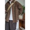 Autumn and Winter Japanese Retro Overalls Plaid Shirt Men and Women College Style Thick Simple Casual Long Sleeve Shirt Coat