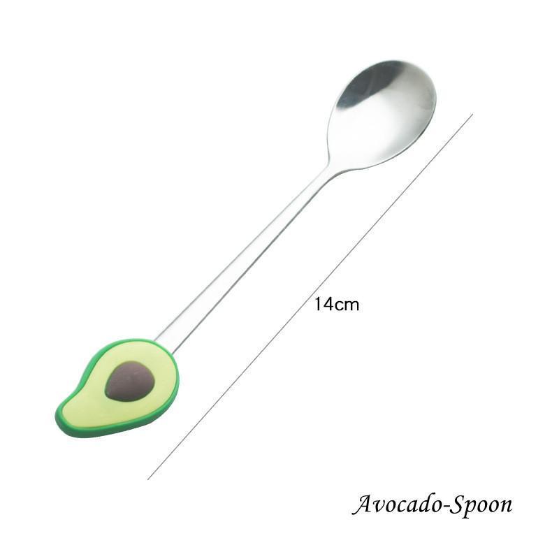 Fruit-shaped Stainless Steel Fruit Fork Spoon Creative Peach Durian Avocado  Dessert Spoon Silicone+ Stainless Steel Fruit Fork