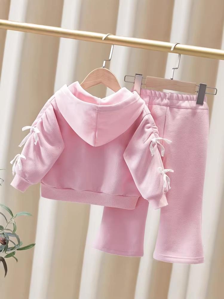 Girls' Casual Sweet Suit - Fresh Autumn Two-Piece Set, Pure Color for Small & Medium Children (2026 New Style)