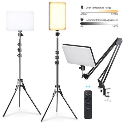 Luz de Vídeo LED Regulável Kit de Iluminação Contínua para Fotografia com Suporte Tripé para Estúdio Fotográfico, Filmagem de Mesa, Gravação, YouTube