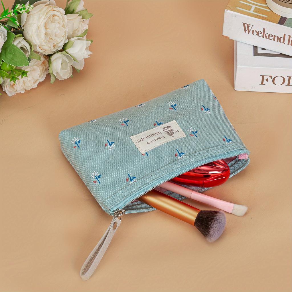 Printed Makeup Bag For Women Waterproof Portable Student Pencil Case, Travel Storage Toiletries Bag