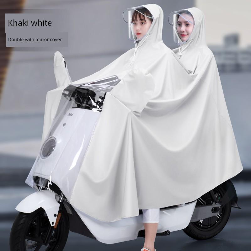 Fashionable Electric Scooter Raincoat, New Long Version for Single or Double Riders, Full-Body Storm-Proof Riding Poncho