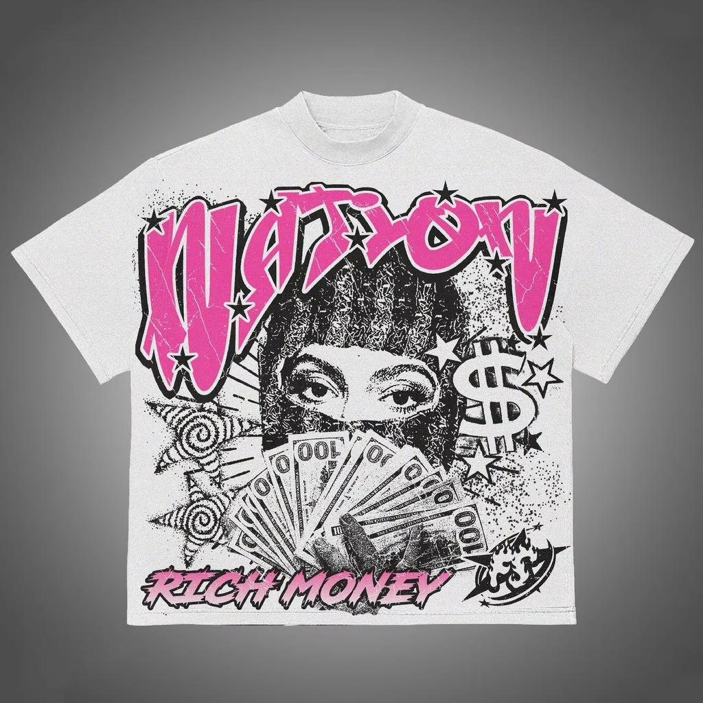 Pure Cotton Mens Y2k Clothing Hiphop Rock Band Punk Goth Fashion Casual Printed Tshirt Vintage Aesthetic Harajuku Streetwear