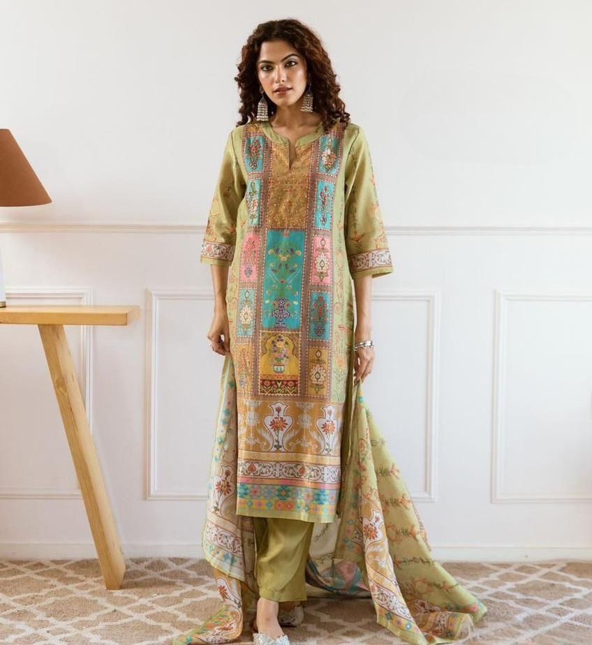 Women Indian Pakistani Designer Kurta Pant Dupatta Set Bollywood Top Tunic Kurti Salwar Kameez