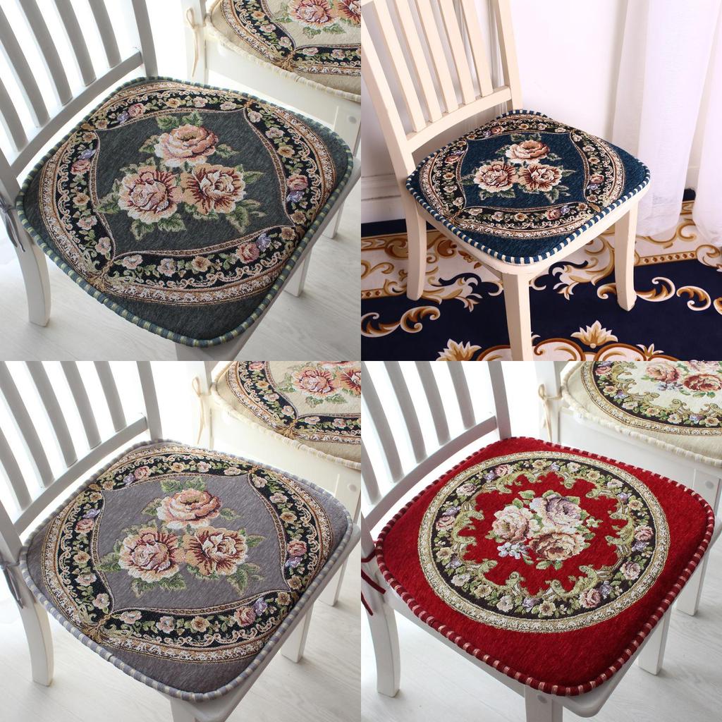 Chenille Non Slip Chair Cushion With Floral Pattern For Home Dining And Office