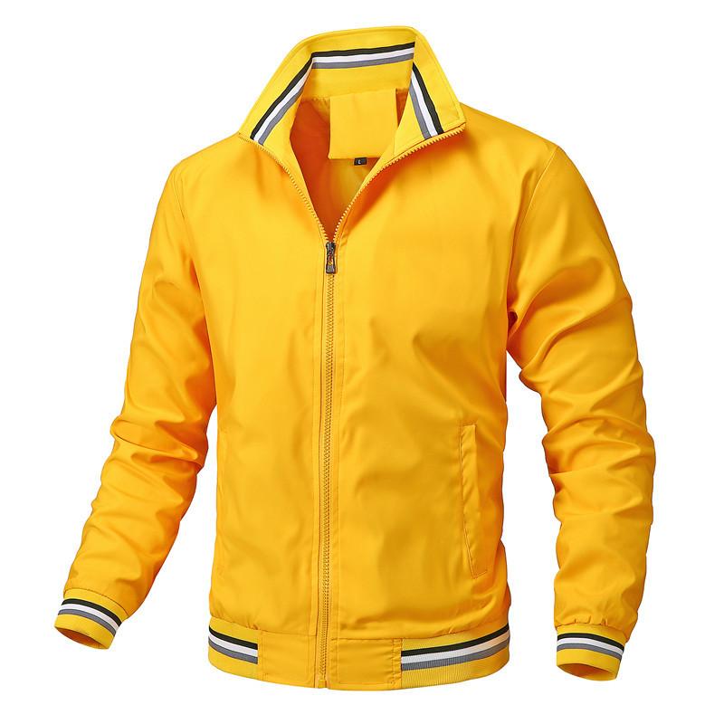 Men's Jacket Spring Jacket Men's Zipper White Baseball Youth Unhooded Casual