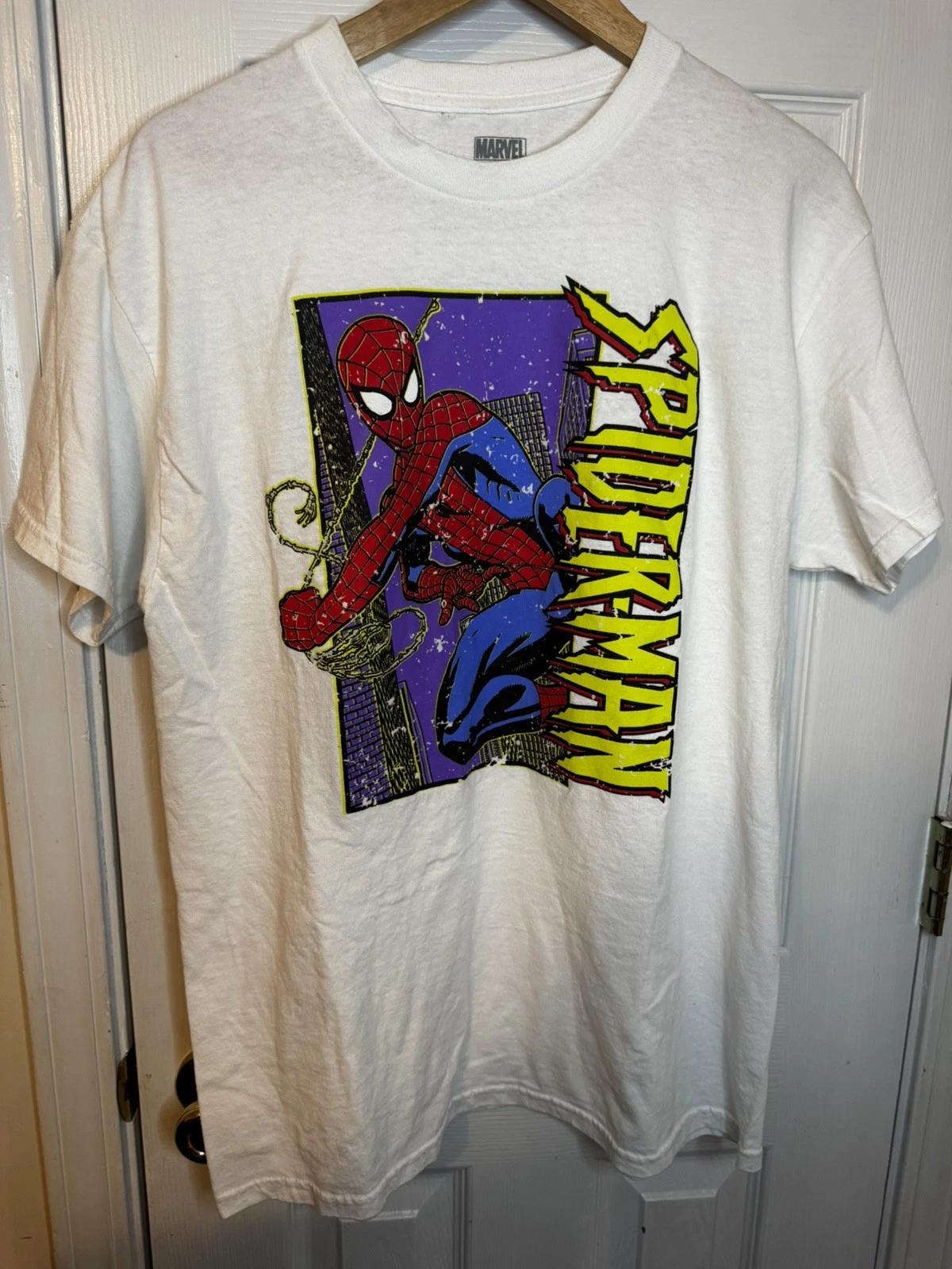 Marvel Человек-Паук 100% Хлопок Футболка Мужская Топ Мужской Большой Белый XL