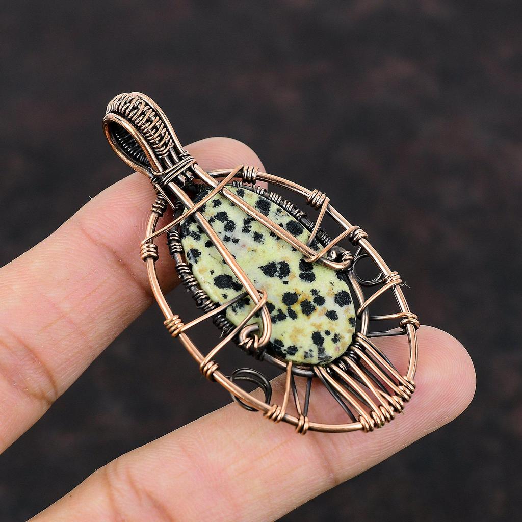 Tree Of Life Dalmatian Jasper Pendant Copper Wire Wrapped Pendant Dalmatian Jasper Jewelry Gemstone Copper Jewelry Handmade Pendant For Gift