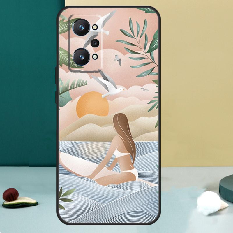 Surfboard Surfing Surf Girl For Realme GT 6T 5 6 GT 7 Pro C67 C75 C61 C55 C53 C51 C21Y C25S 10 11 12 13 14 Pro Plus Case
