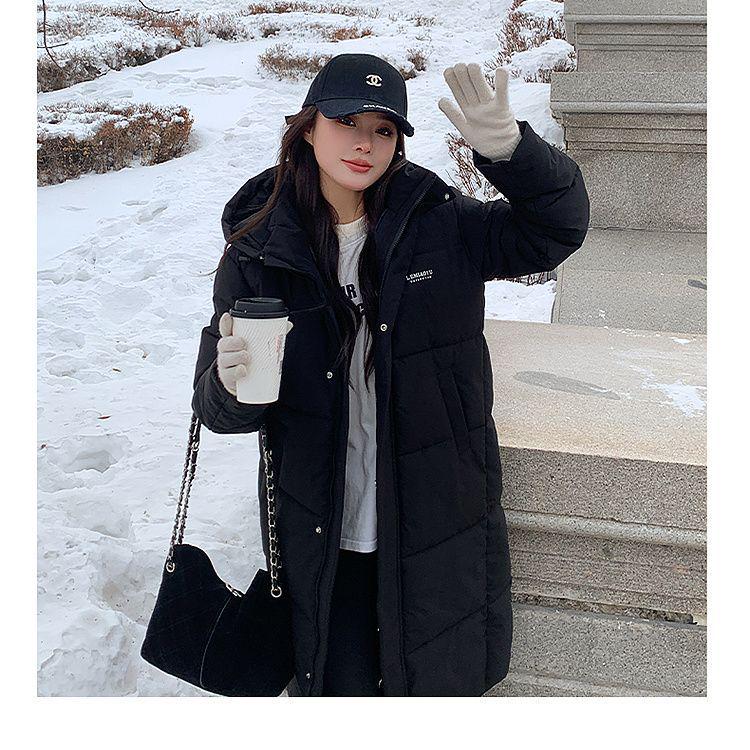 

Женское пуховое пальто оверсайз до колена - Толстое стеганое зимнее пальто тренд 2023 XL (recommended for 155-170 jin) чёрный