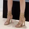 Fashion Luxury Women Shoes Elegant Wedding Banquet Shoe Fashion Crystal Tassel Twining Stiletto Sandals for Women Sexy Open Toe Stripper