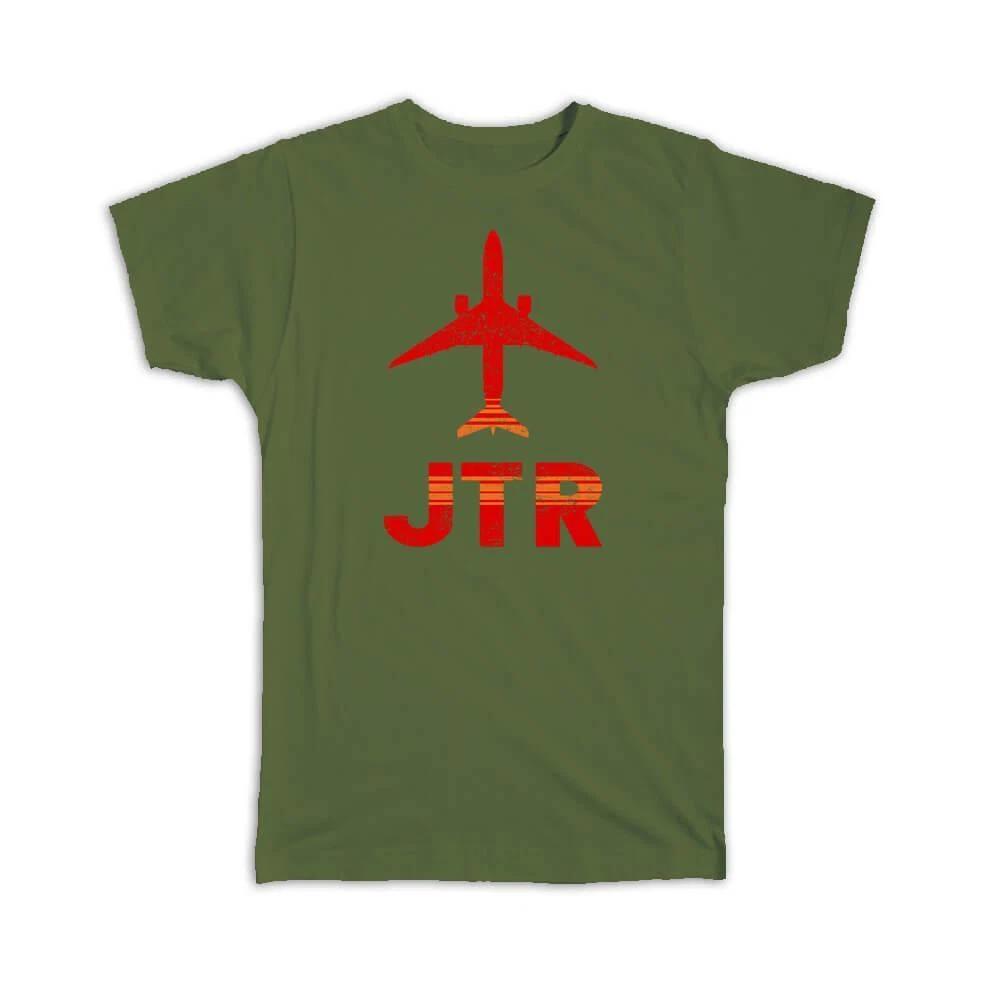 Gift T-Shirt : Greece Santorini Thira Airport JTR Travel Airline Pilot AIRPORT 4XL