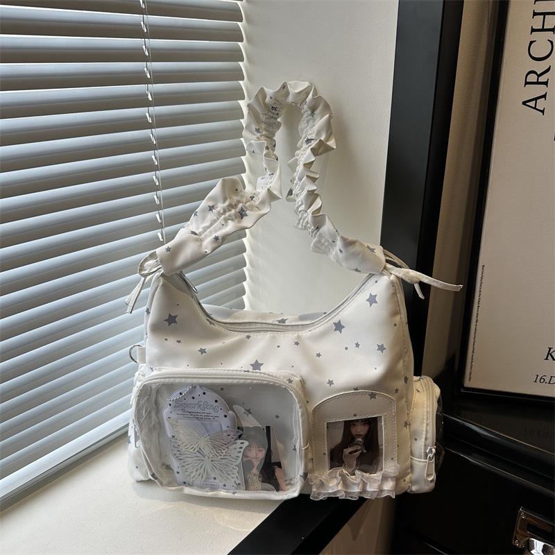 Cross-border Girls Anime Ita Bag - Large Capacity Transparent Button Shoulder Bag