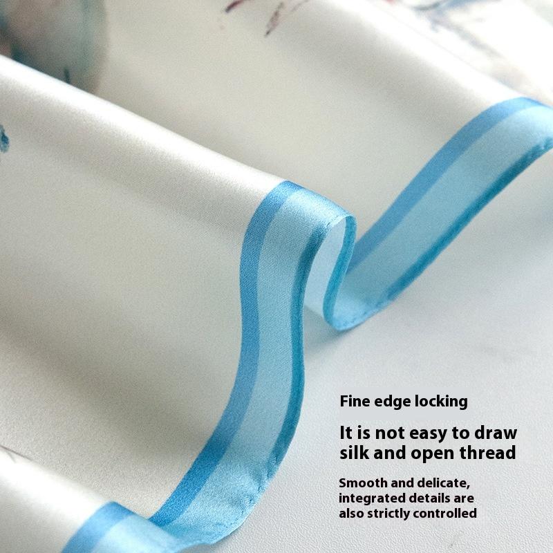 53Cm refreshing and skin-friendly 100% mulberry silk  small square scarf women's thin silk scarf neck advanced sense