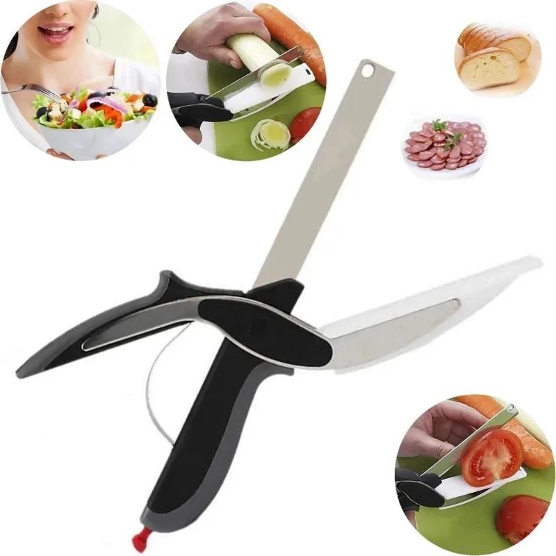 Premium Chop Scissors Cutting Board Scissors Vegetable Easy Cutter Multifunction Separable Kitchen Scissors with Knife Sharpener
