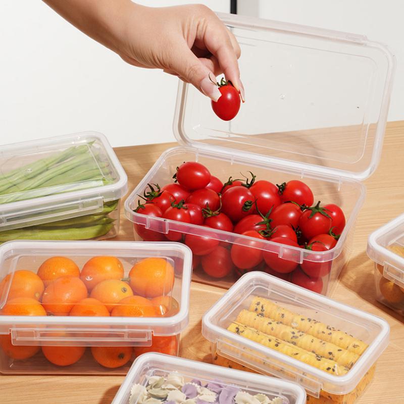 Food Storage Box Transparent Storage Container Fridge Organizer Microwave Safe Fresh-Keeping Sealing Box Kitchen Food Dispenser