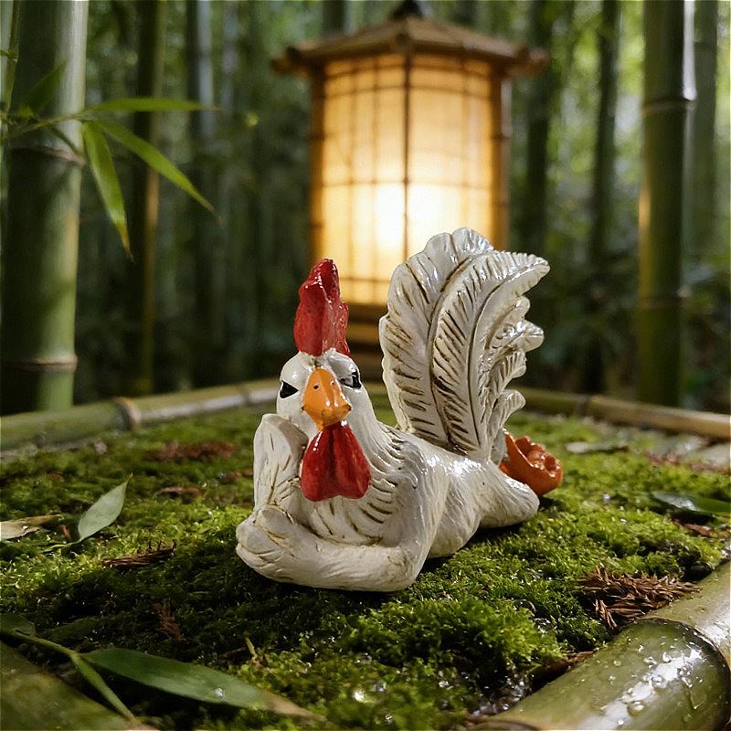 Viral Lying Rooster Resin Statue, Funny Desktop Animal Decor for Home Office, Trending Farmhouse Sculpture