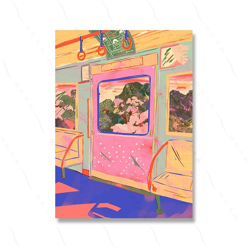 Plakaty i wydruki Nordic Girl Abstrakcyjna sztuka ścienna Malowanie na płótnie Kolorowy obraz z kreskówek do dekoracji ścian salonu