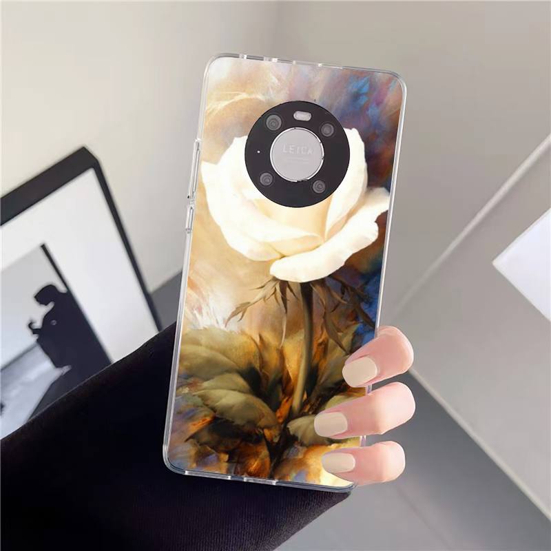 

Чехол для телефона с белой розой для Huawei Mate P10 P20 P30 P40 10 20 Smart Z Pro Lite 2019 Honor20i Прозрачный чехол Huawei Honor20i