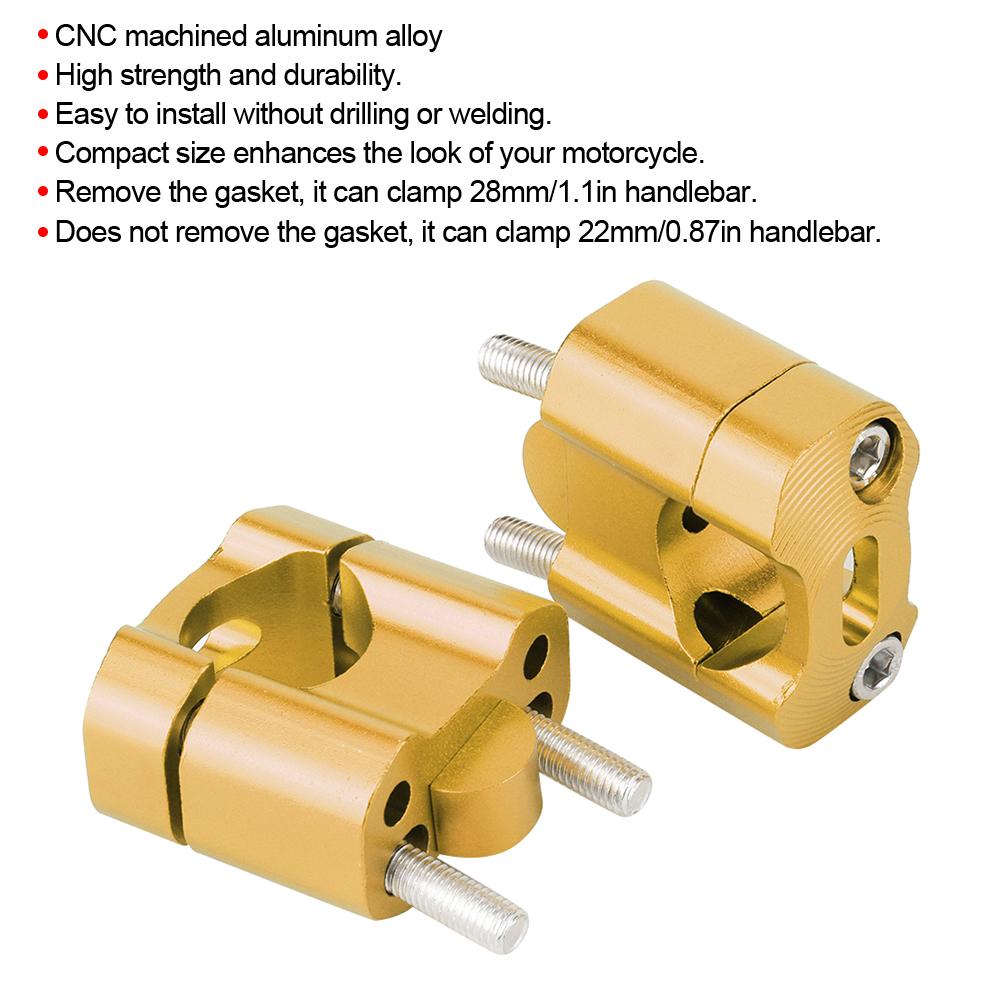 Pair 22mm 28mm 1 8in 7 8in Motorcycle Handlebar Mount Clamps Riser Adapter CNC Aluminum Alloy