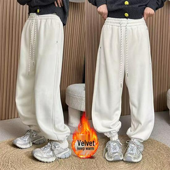 2025 A/W Women's High Waist Leopard Print Velvet Pants - Slimming Wide Leg Style