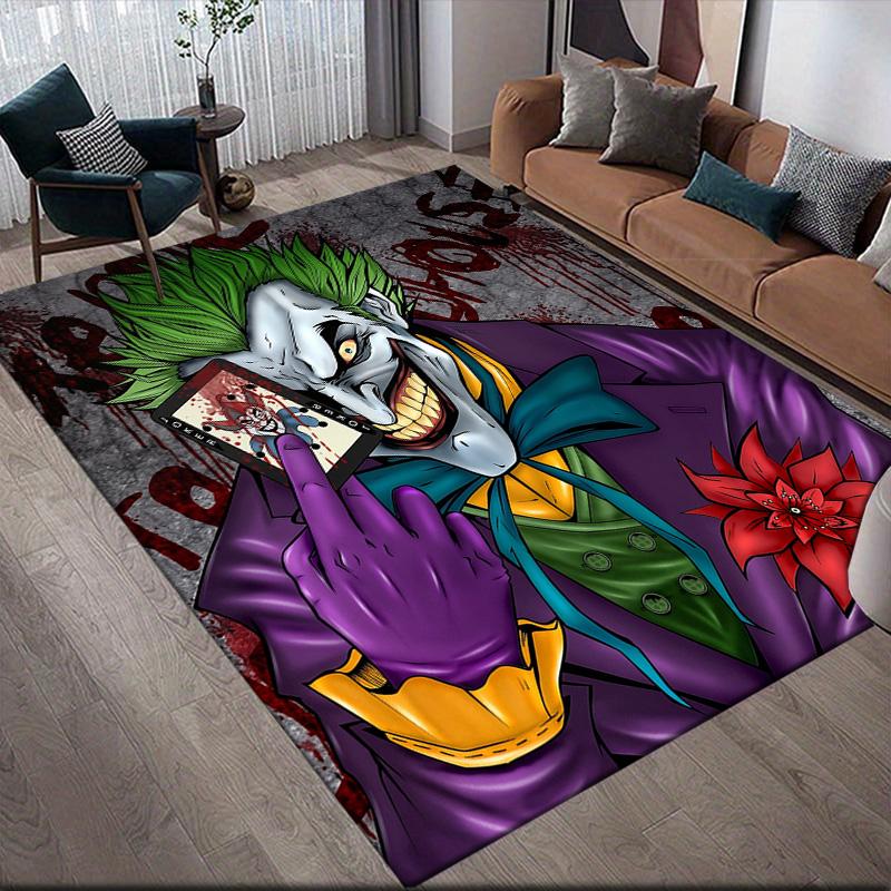 Graffiti Clown Anti-Slip Rug, Rectangular Carpet for Game Room, Living Room & Sofa Zone