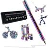 Magnetic Pen Set In Silver Color Includes 13 Magnetic Rings 3 Pen Refills 12 Beads And 2 Capacitive Heads