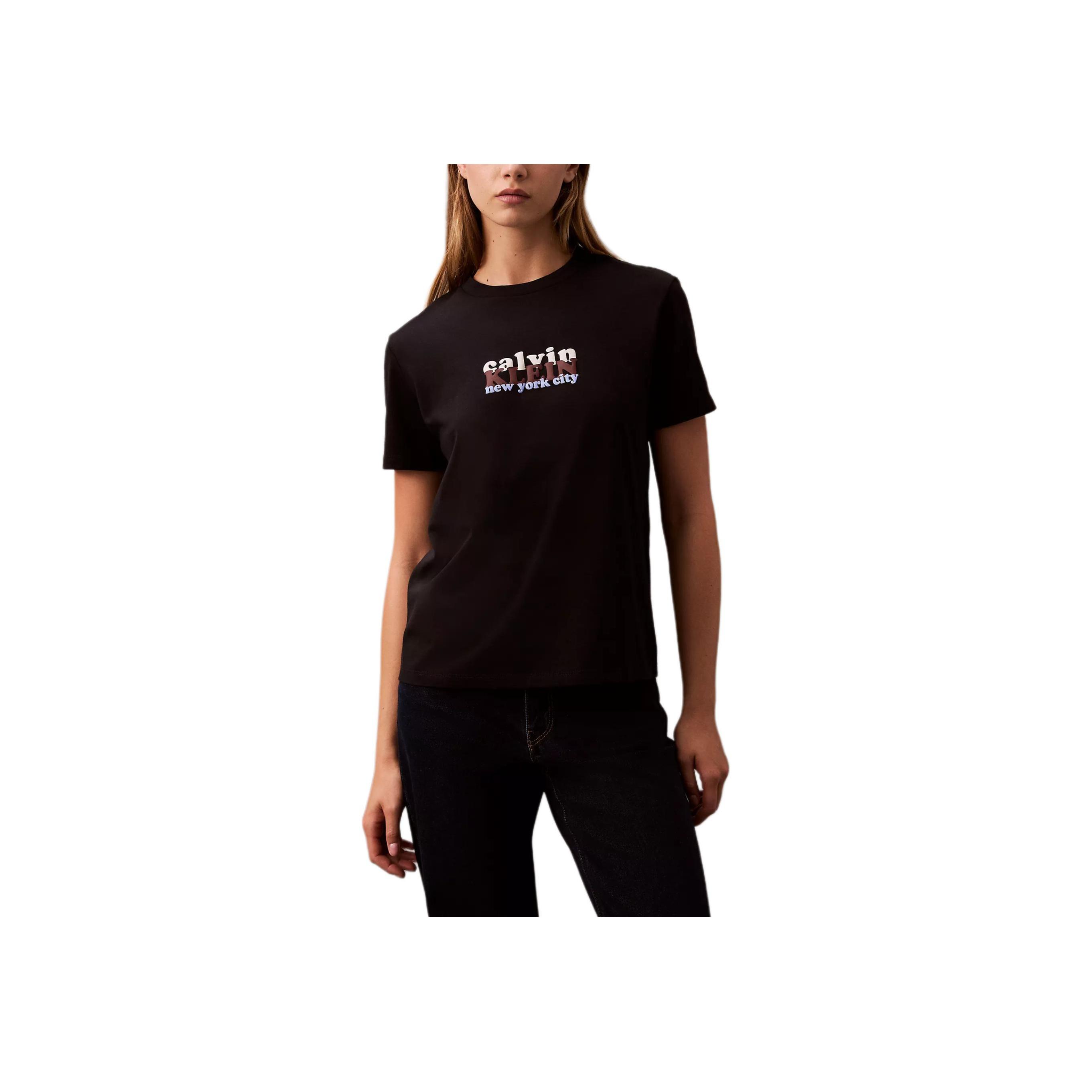 

Calvin Klein Удобная мягкая дышащая футболка с круглым вырезом и коротким рукавом, женская, черная 40WL936-001 XS