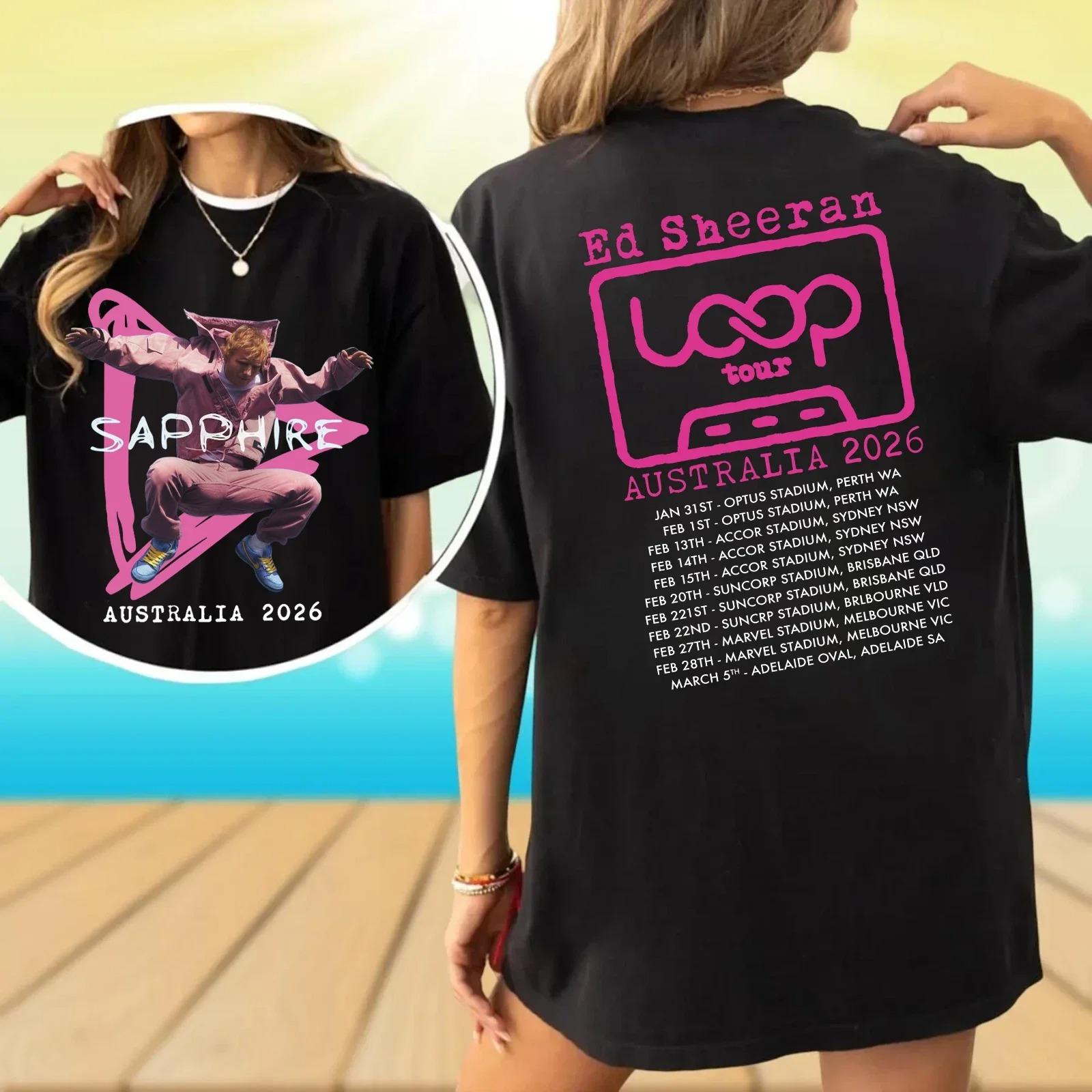 

Ed Sheeran Australia 2026 Tour T-shirt, Gift for Fans Merchandise - Comfortable and Retro T-shirt for The Band Y2k Hip Hop Streetwear Oversized Tshirt 4XL