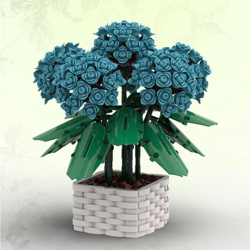 Small Particle Building Blocks MOC-107703 Hydrangea Eternal Flower Assembly Toy Creative Gift