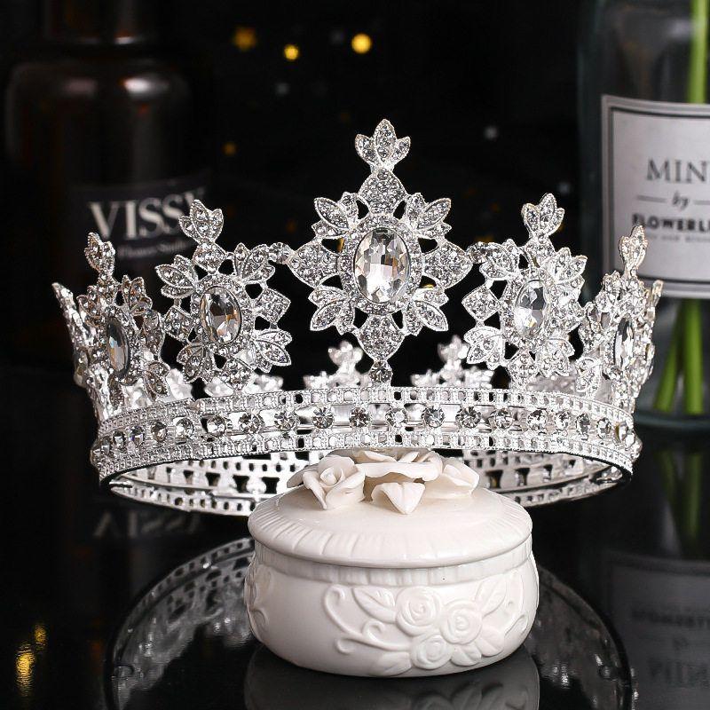 New Arrival Bride Ornament Fashion Crystal Full Circle Big Crown Export Rhinestone Crown Birthday Banquet Marriage Headdress Female