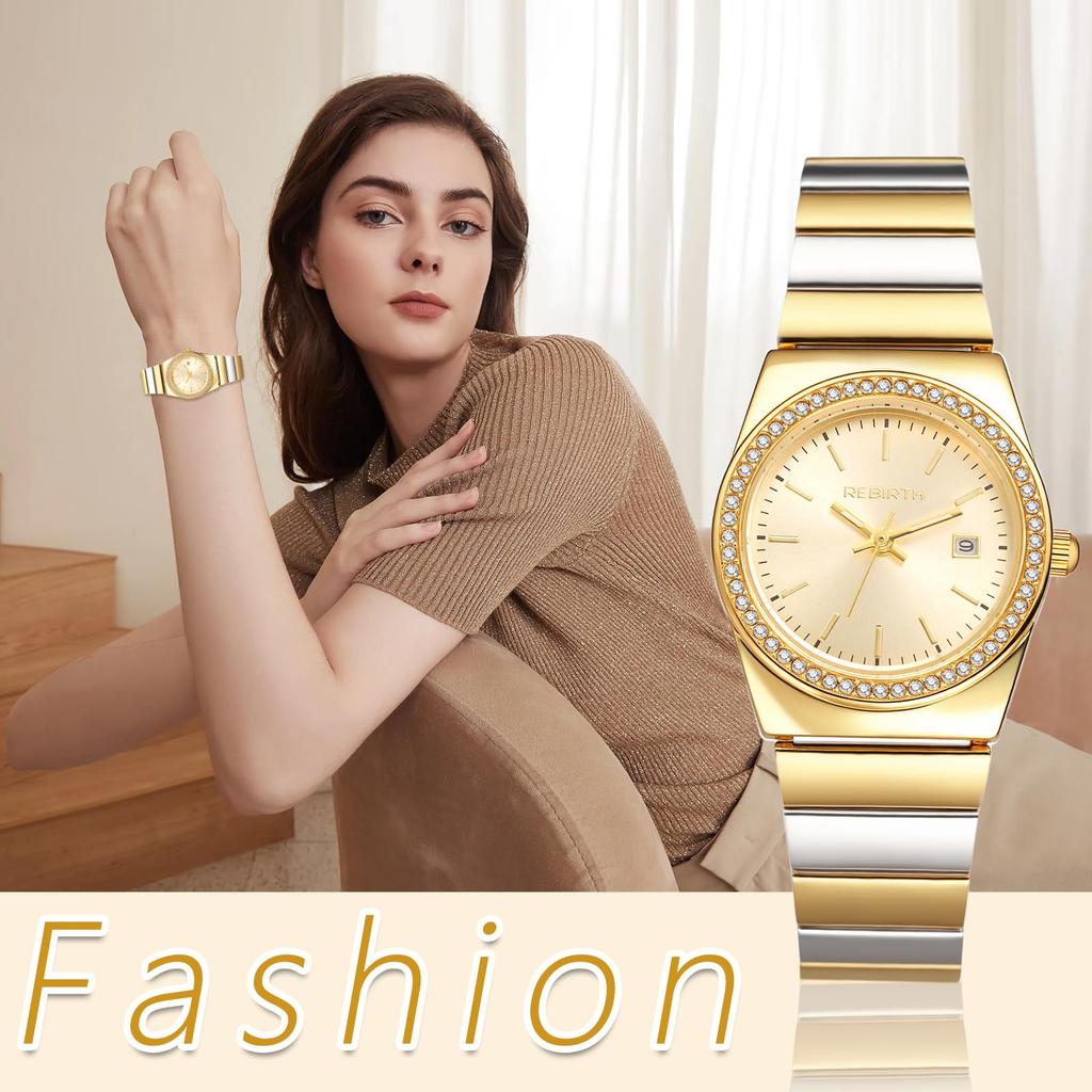 Women's Luminous Analog Watch, Simple Design: Waterproof, Calendar, Stainless Steel Strap, Gold or Silver, Fashion Accessory - Valentine's Day,