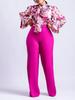 Women's Fashionable Autumn 2025 Two-Piece Set: Stylish Lapel Top & Straight Leg Pants