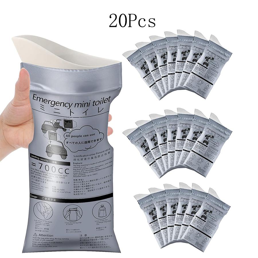 Outdoor Emergency Urine Bags 700ml (1/8/12/20 Pack) - Portable Disposable Toilet for Camping, Travel, Traffic Jam - Unisex