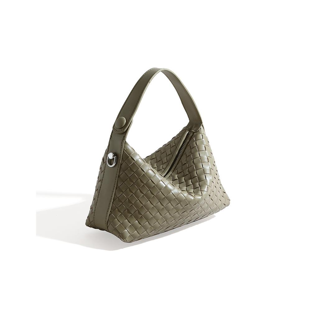 Bolso de Mujer de Cuero Genuino Bolso Simple de Mujer Bolso Bandolera de Un Hombro Bolso Tejido de Mano de Gran Capacidad