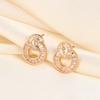 Slightly Studded Diamond Interlocking Stud Earrings Personalized Ear Jewelry
