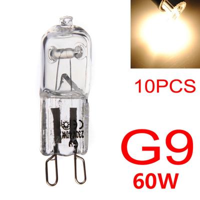 10Pcs G9 60W Halogen Light Bulbs Long Life Capsule Lamps Warm White Clear Bulbs