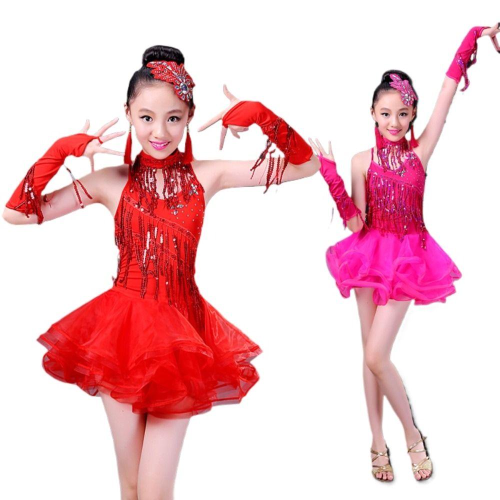 Tassel Ballroom Dance Costume Sequins Dance Performance Outfits Stage Costume  Show Costumes