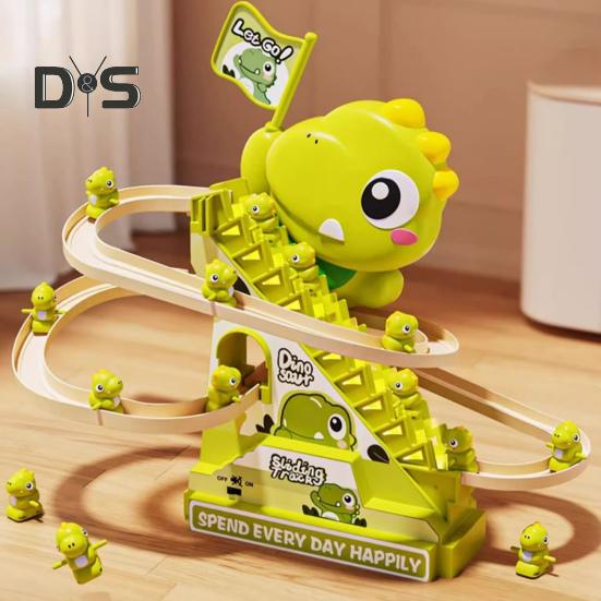 Electric Animal Climbing Slide Toy with LED Light Music Kids Educational Automatic Dinosaur Rabbit Staircase Climbing Roller Coaster Sliding Track