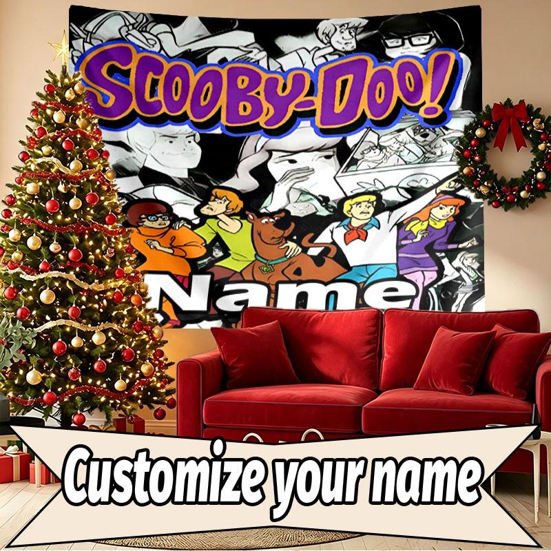 Custom Name Personalized Scooby Print Tapestry, Wall Art Decor, Bedroom, Dorm, Apartment, LivingRoom, Party Backdrop, Gift for Birthday
