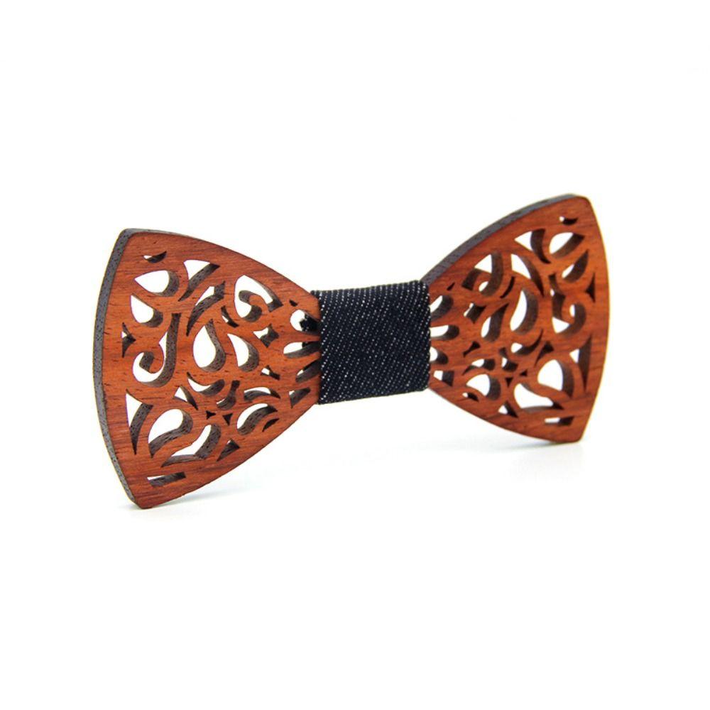 

Fashion 12cm Bowtie Multiple Styles Environment Protection Handmade Bow Tie Carving Wooden Bowtie Accessories Men
