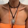 Vintage Multilayer Sunflower Pendant Necklace for Women Exquisite Imitation Pearl Beads Chain Choker Girls Aesthetic Y2K Jewelry
