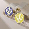 Dawapara Sikh Khanda Symbol Brooch Lapel Pin Sikhism Religious Protection Amulet Unisex Accessories Stainless Steel Jewelry