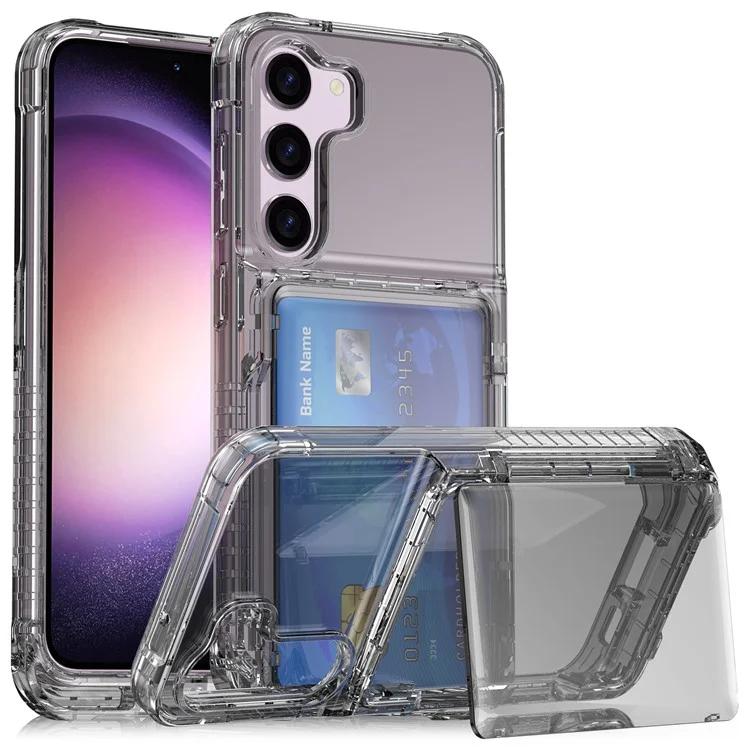 

Для Samsung Galaxy S23+ прозрачный чехол PC+TPU подставка для телефона задняя крышка