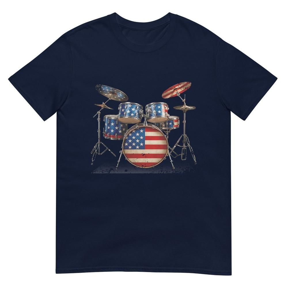 American Flag Drum Drumset 4th Of July Usa Patriotic Drummer Tshirt S