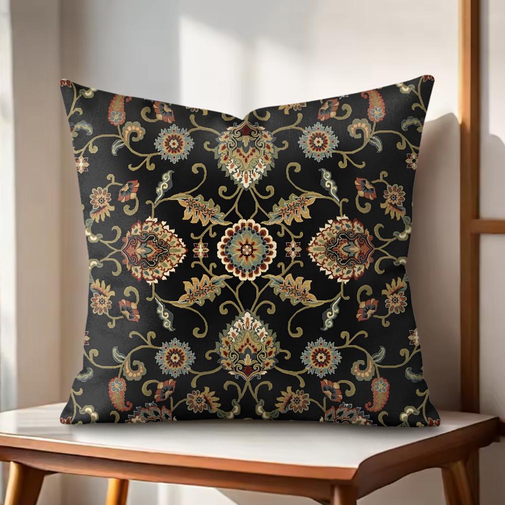 Persian Rug Pattern Cushion Cover Natural Linen Organic Fabric DoubleSided Printing Couch Pillow Covers Home Decor
