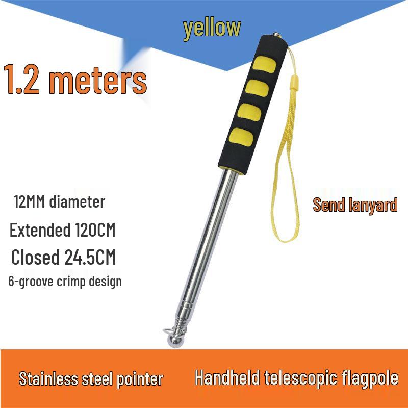 Telescopic Stainless Steel Flagpole - Available In 1.2m, 1.6m, and 2m for Tour Guides