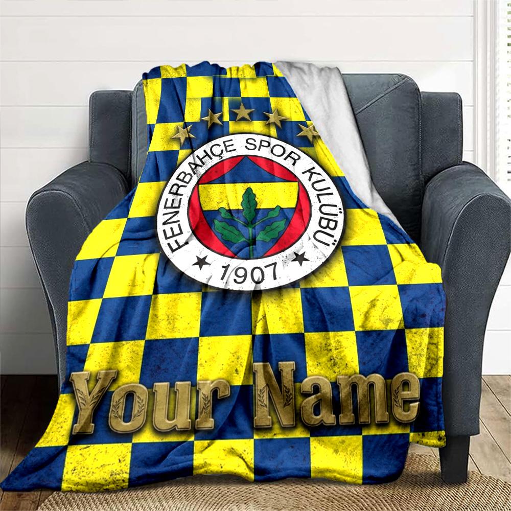 Name Custom Fenerbahce sk logo Print Flannel Blanket High Quality Warm Comfortable Cover for All Seasons Perfect for Gifts Home Decor