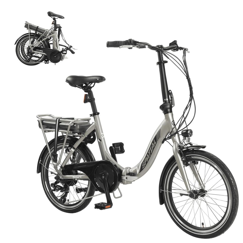 SPATIAL 2002 Multi Terrain Adult Electric Bicycle With TowSeat 250W Motor 36V10.4Ah Battery 20 Inch Road Tires City Commuting Folding Electric Bike